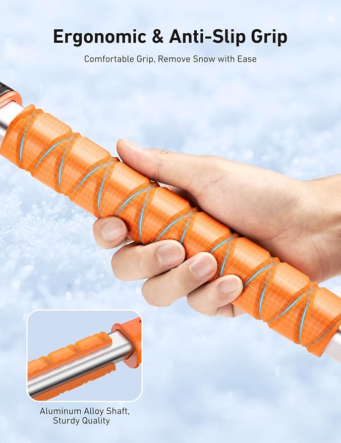 AstroAI 39.37" Ice Scrapers for Car Windshield and Snow Brush with Foam Grip and 360° Pivoting Brush Head for Christmas Car Auto Truck SUV(Orange)