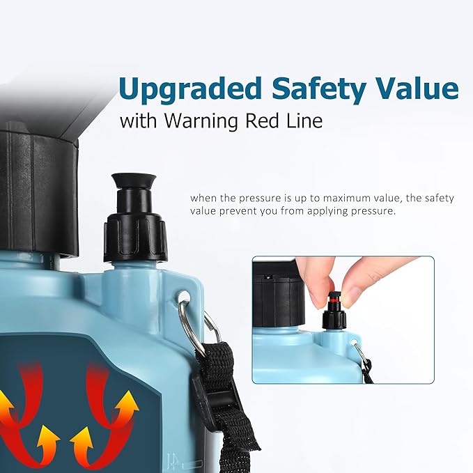 EVIKA 1 Gallon Battery Powered Pump Sprayer, Air Liquid Pump Sprayer with Adjustable Nozzle and Fan Nozzle, Weed Spray, Automatic Garden Pressure Sprayer for Weeding Spraying and Cleaning, Blue