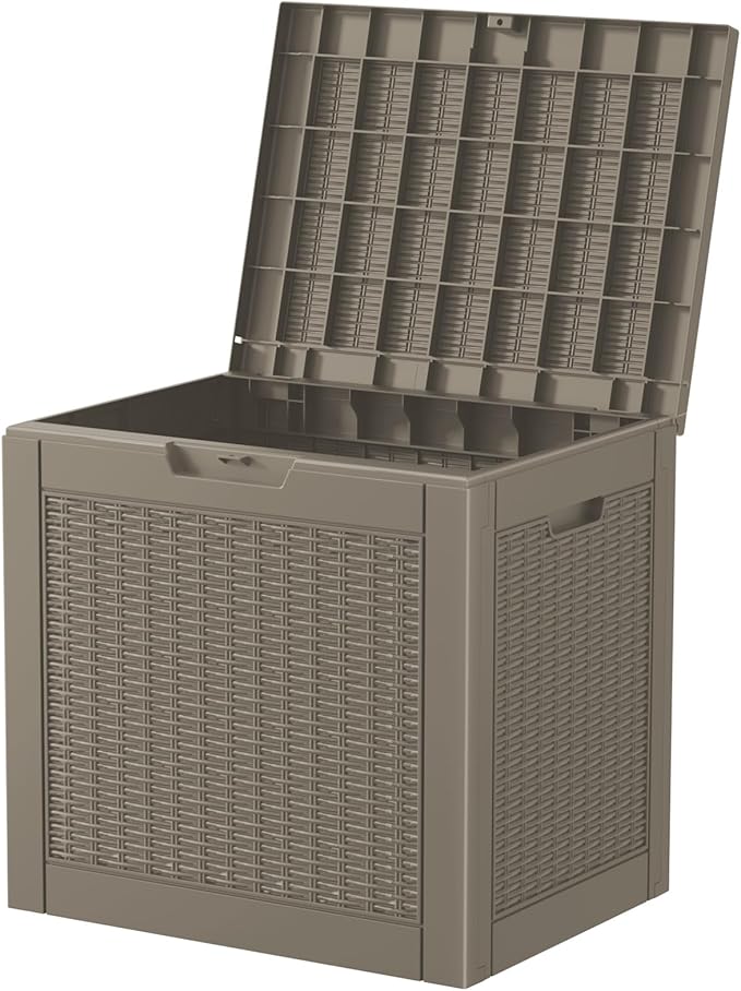 31 Gallon Outdoor Storage Box – Resin Deck Box with Lockable Lid, Waterproof Patio Furniture Storage for Tools, Garden & Yard Organization