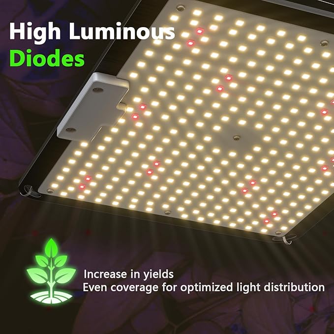S1000 LED Grow Light for Seed Starting Vegetables Bloom, High PPF White & Red Diodes Grow Lights for Indoor Plants Full Spectrum for 3x3/2x2 Grow Tent