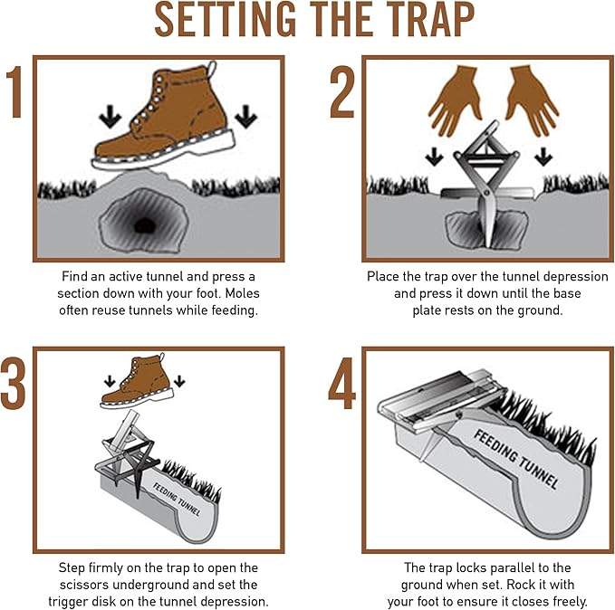 YARDDOG Mole Trap - Step-to-Set Scissor Style, Commercial Grade Durable Steel Ground Exterminator for Lawns, Easy-to-Use & Reusable Design, Silver