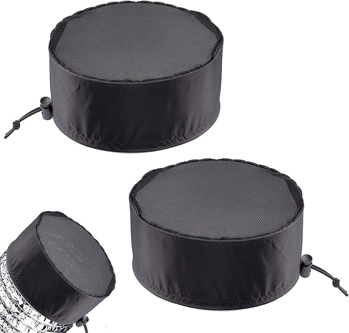 2 Pcs Grow Tents Vent Cover - 8" Dustproof Duct Filter Vent Covers with Elastic Band and Fixed Buckle for Plant Grow Tent Accessories