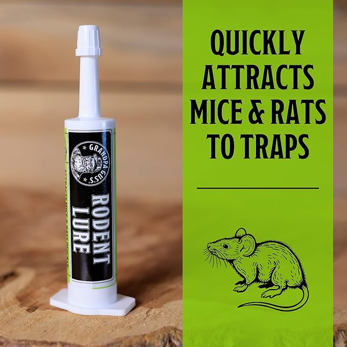 Grandpa Gus's Pest Control Large Snap Traps for Mice/Rats (6 Pack) Bundle with 1 Pack Rodent Lure, Food-Grade Bait, 0.5 oz