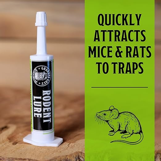 Grandpa Gus’s Food Grade Rodent Lure for Mouse & Rat Traps, Natural Bait Attractant, Non-Toxic & Safe, Compatible with Snap Traps & Glue Boards, Easy Syringe Application, 1.5 oz (Pack of 1)