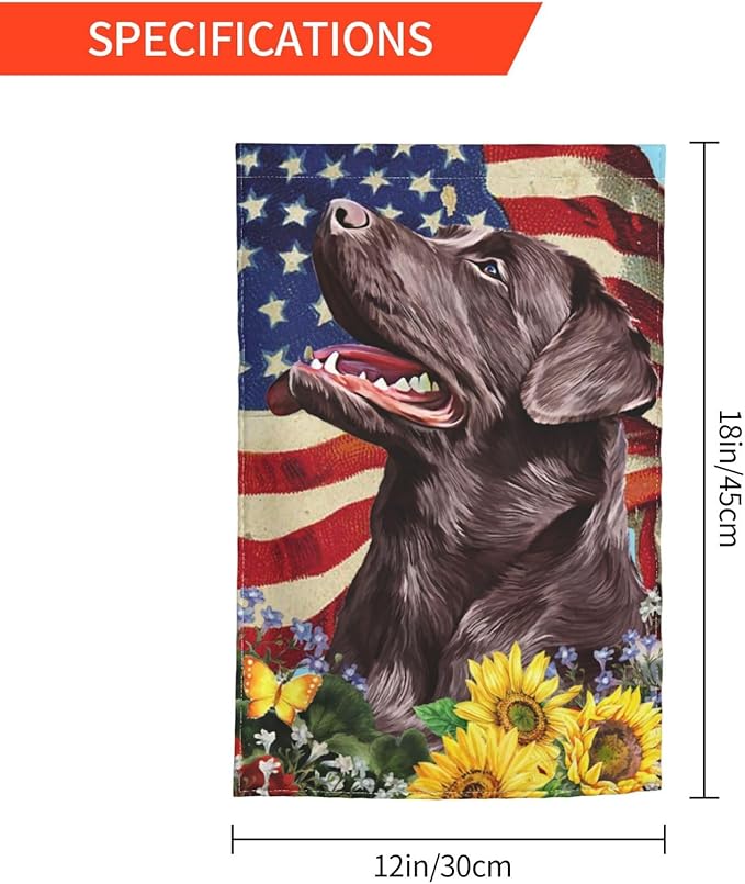 Chocolate Labrador American Flag Patriotic Dog Garden Flag Welcome Party Outdoor Outside Decorations Picks Home House Garden Yard Decor 12x18 Inch