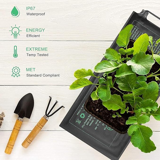 Seedling Heat Mat, 10"x 20.75" Plant Heating Pad for Home Gardening Seed Starting, MET Certified Waterproof Durable Germination Station Heat Mat