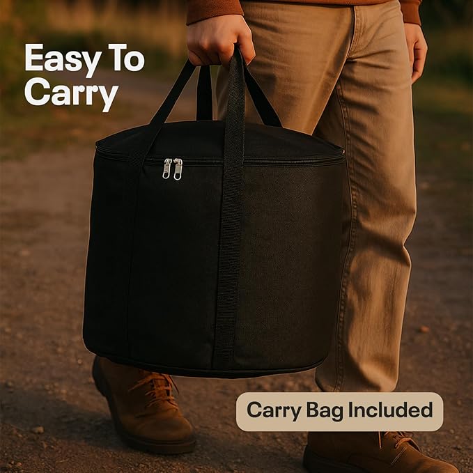 18" Smokeless Fire Pit with Removable Ash Pan, Fire Poker & Carry Bag - Portable Outdoor Fire Pit - Cast Iron - Wood Burning Lightweight Fireplace, Ideal for 4-6 People, 25 lbs