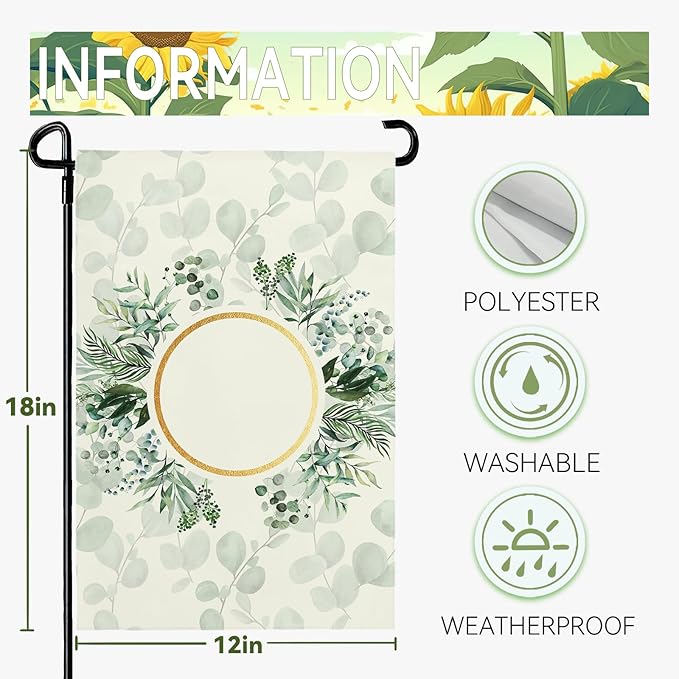 Personalized Monogram Garden Flag Custom Initial Outdoor Yard Flags Seasonal Decoration Double Sided Polyester House Banner for Family Home Porch Lawn Patio Welcome Sign 12 x 18 Inch