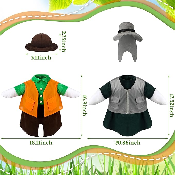 Frienda 2 Set Fishing Porch Goose Outfit Clothes for 23" High Cement or Plastic Goose, Fishing Yard Cement Geese Duck Clothes Costume for Fall Halloween Outdoor Garden Yard Patio Decor