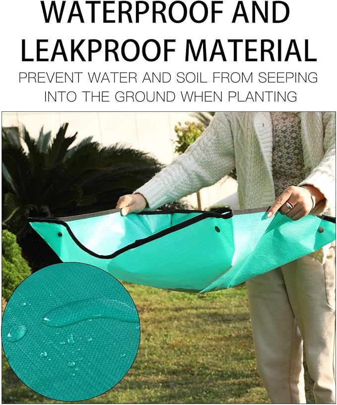 PE Houseplants Repotting Mat, Waterproof Indoor Plant Potting Tray, Foldable Bonsai Repotting Pad, Garden Soil Mess Workspace Tarp for Succulent, Cactus, Aloe Vers, Pothos, 39.4X 39.4