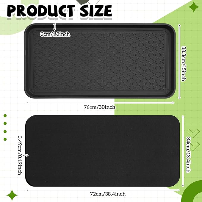 Vesici 4 Pack Large Self-Watering Plant Trays (30"x15") and 3mm Capillary Mat-Automatic Watering System for Indoor/Outdoor Plants, Durable Plastic Seedling Trays for Potted Plant, Garden