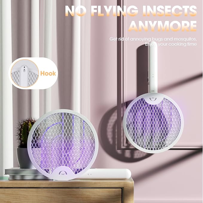 Fly Swatter Electric Racket Bug Zapper Racket 3 in 1 Rechargeable Foldable Electric Fly Swatter Foldable Mosquito swatter for Indoor and Outdoor