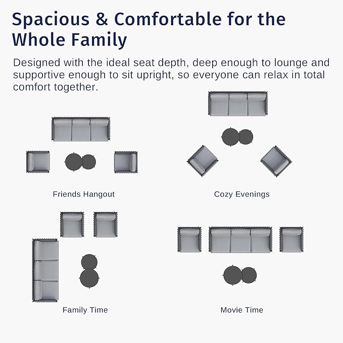 EAST OAK Life Chatter 4 Pieces Patio Furniture Set, Outdoor Furniture with Coffee Table, Patio Conversation Set Deep Seating with Thick Cushion, Backyard Porch Balcony, Chestnut Brown & Creamy Apricot