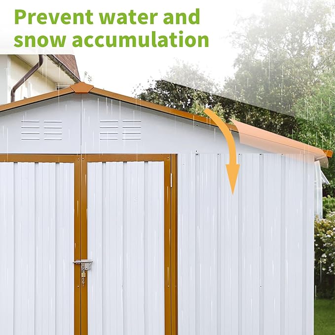 12x10FT Heavy-Duty Metal Storage Shed Heavy-Duty Steel Garden Shed, Secure Hinged Door, Weatherproof for Tools, Bikes & Lawn Equipment