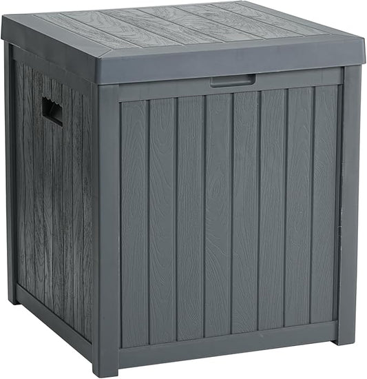 Deck Box, 51 Gallon Package Bin Delivery Box for Outside Front Porch, Small Patio Outdoor Storage Boxes Waterproof, UV Resistant Plastic Resin Pool Storage Bins with lids, Grey