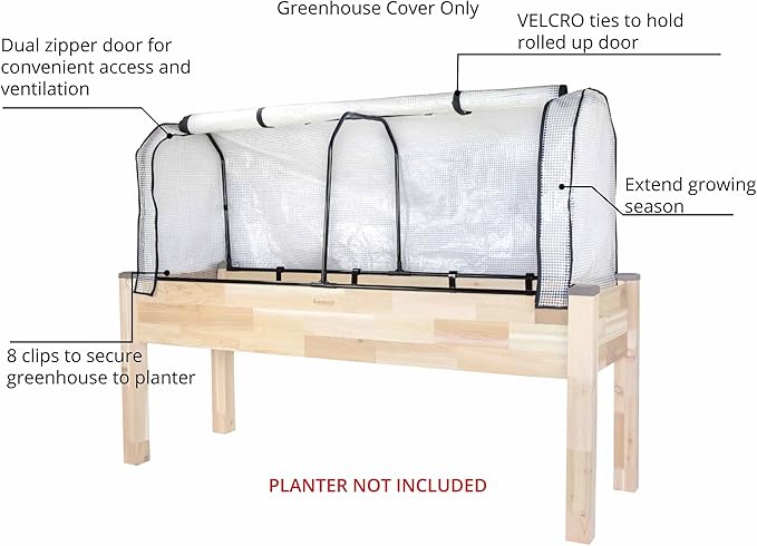 CedarCraft Greenhouse Cover 21" W x 67”L x 24" H - Provides The Perfect microclimate for Your Plants. Includes Frame & Cover. Planter NOT Included.