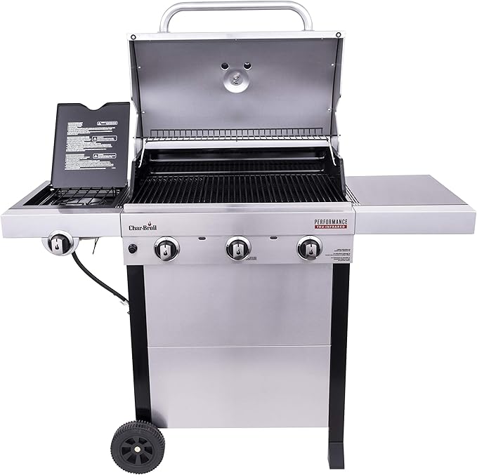Char-Broil® Performance Series™ TRU-Infrared Cooking Technology 3-Burner with Side Burner Cart Propane Gas Stainless Steel Grill - 463370719
