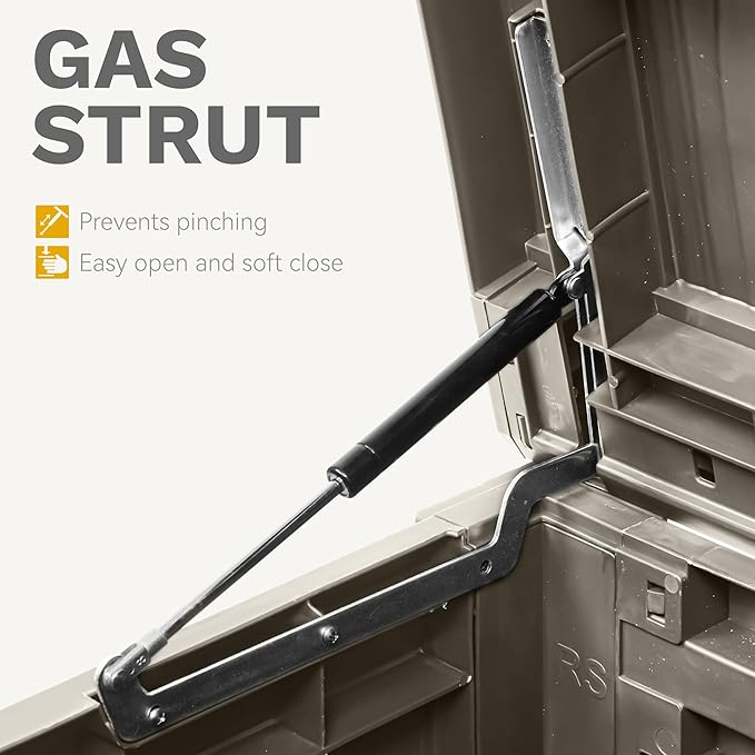 DWVO 150 Gallon XL Deck Box with Divider & Lockable Lid, Waterproof Resin Outdoor Storage for Patio, Garden, Poolside, Cushions, Supplies & Sports Gear, Light Brown