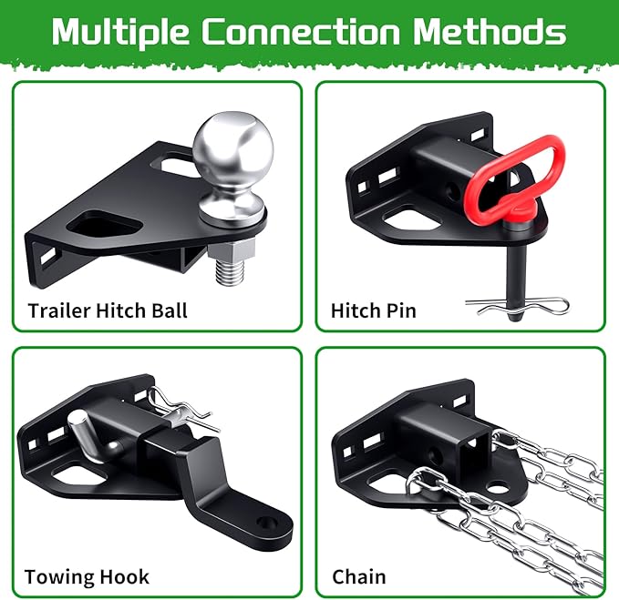 Zero Turn Lawn Mower Hitch with 1-1/4" Receiver，6mm Thicker Heavy Duty Steel Trailer Receivers Hitch, Compatible with Many Models Lawn Mower, Tractor, Trailer, Golf Cart Etc