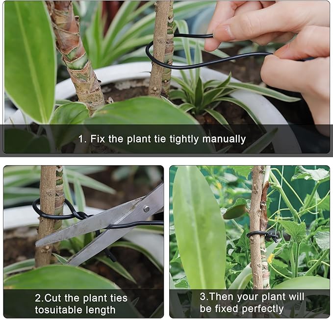 101 Feet Soft Plant Ties Black Plant Twist Ties, Plant ties for Support. for Plants Gardening Office Home, TPR Flexible Garden Ties Supplies with 3mm Diameter
