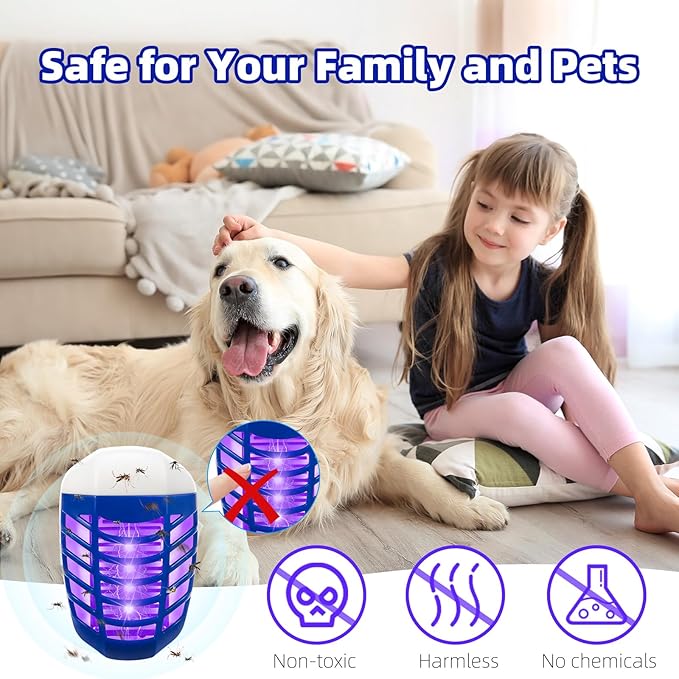 Bug Zapper Indoor Flying Insect Trap, 6 Pack Electronic Plug in Mosquito Zappers Gnat Insect Fly Zapper Traps Lamp for Home, Kitchen, Bedroom, Living Room,Office, Blue