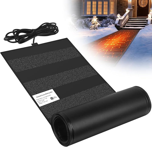 Heated Snow Melting Mats,21in x 10FT Heated Outdoor Mats for Winter Snow Removal,Snow and Ice Melting Mats for Proof and Sidewalks