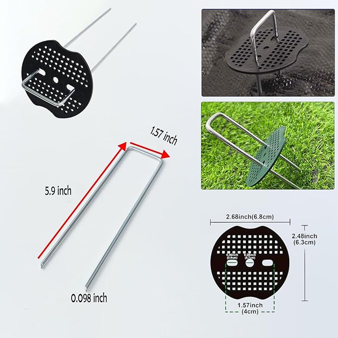 4 FT X 50 FT Weed Barrier Fabric Heavy Duty, 4.23oz Landscape Fabric, with 40pcs U-Shaped Landscape Fabric Staples and Garden Stakes Gaskets, 1 Shears