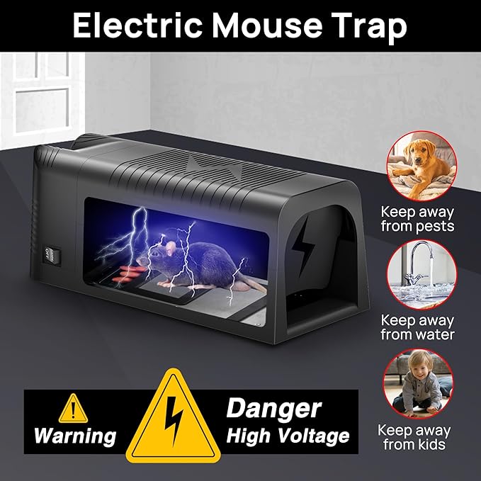 Rat Zapper Electric Mouse Trap Zapper 2 Pack Electronic Mice Killer Effective Rodent Trap with Powerful Voltage Mouse Traps Indoor for Home Garage Attic Living Room