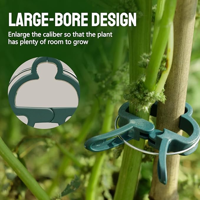 50Pcs Green Small 1.69 inch Plant Support Clips,Flower and Vine,Garden Tomato Plant Support Clips for Supporting Stems,Vines Grow Upright Climbing,Tool for Straightening,Trellis.