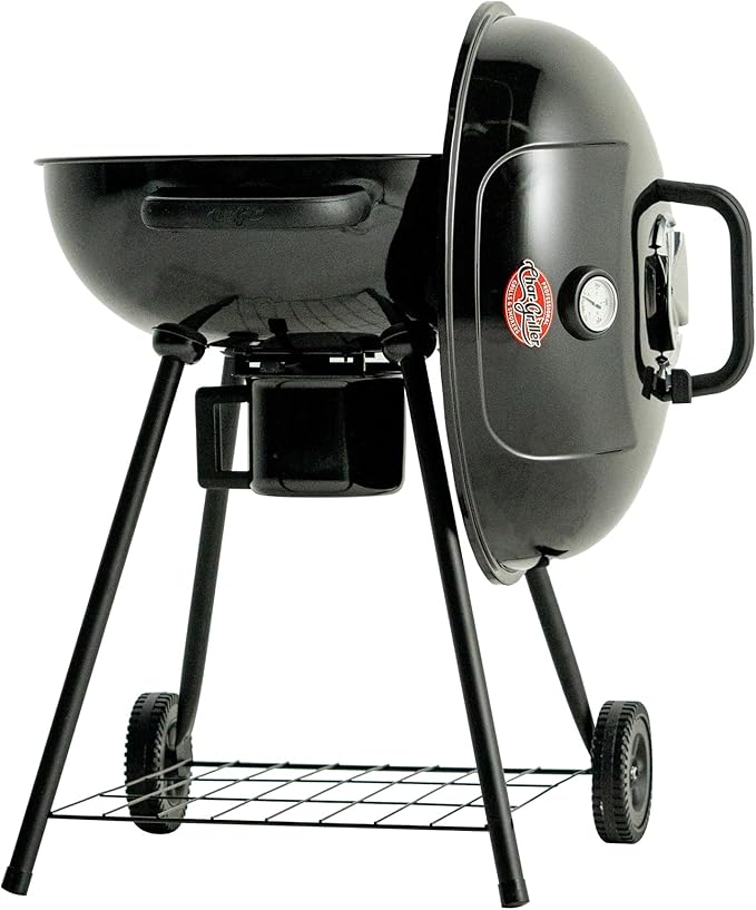 Char-Griller CG30040725 22-inch Kettle Charcoal Grill and Smoker - Steel, Black - 363 sq. in. Cooking Area