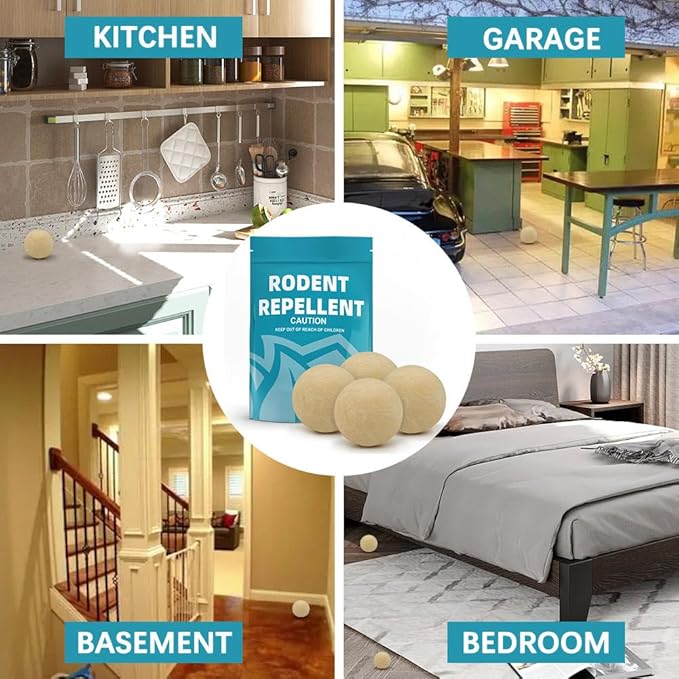 Rodent Repellent, Mice Repellent Indoor, Mouse Repellents Outdoor, Peppermint to Repel Mice and Rats, Mouse Deterrent, Rat Repellant for House, Mice Control for Car/Garage-4P