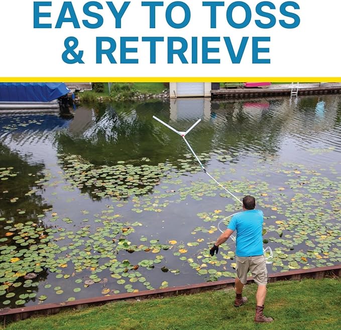 Jenlis Weed Razer Pro, Lake Weed Cutter, Large Pond Aquatic Plant Cutting Tool, Sharp Razor Blades Shear Cattail, Reed, Lilly & Chara Algae, Adjustable 30"-62” Inch Cut Width, 25' Foot Throw Rope