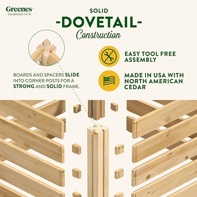 Greenes Fence Cedar Wood Composter, 24" W x 72" L x 31" H / 231.9 Gallons - Made in USA with North American Cedar