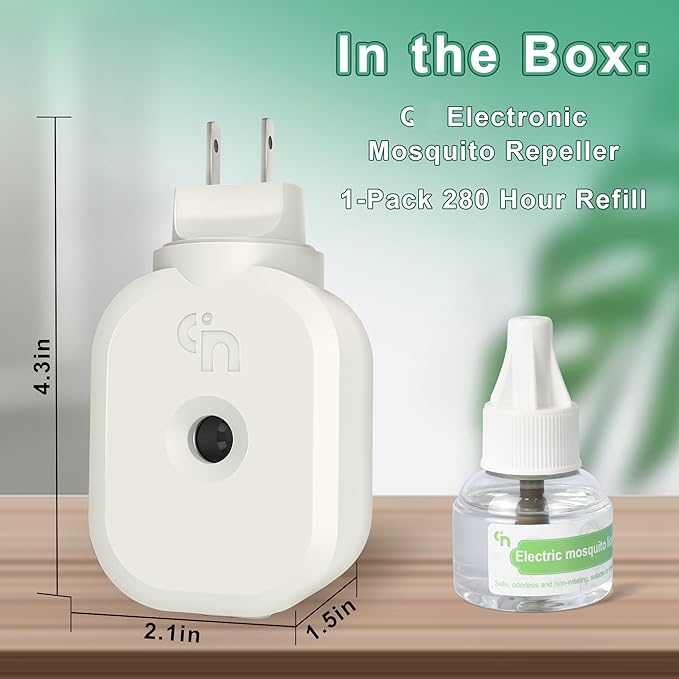 Mosquito Repeller Indoor Use, Electronic Mosquito Repellent Plug in Wall Outlet, Include 1 Pack 280 Hr Refills for Home, Bedroom, Office