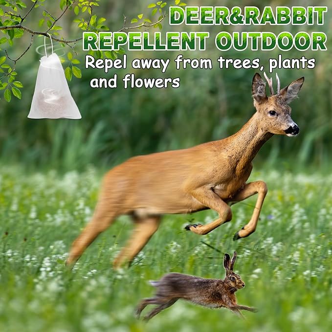Deer Repellent, 10Pack Rabbit Repellent, Peppermint Oil to Repel Deer, Rabbit, Deer Deterrent Outdoor for Lawn, Garden Use, Deer Out for Yard