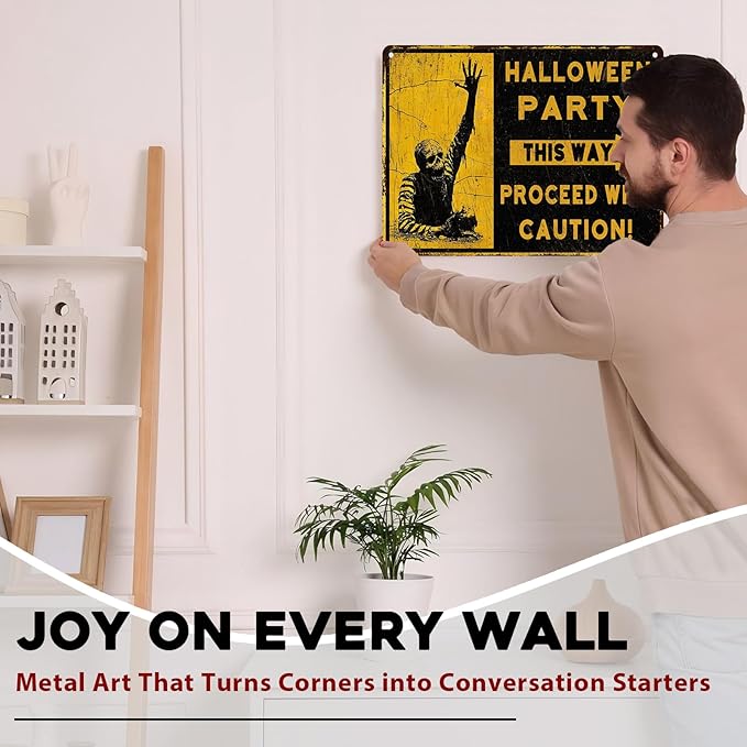 Halloween Party Zombies Vintage Sign Zombies Metal Tin Sign Halloween Decor for Home Bar Kitchen Hotel Dining Room Coffee 12x16inch