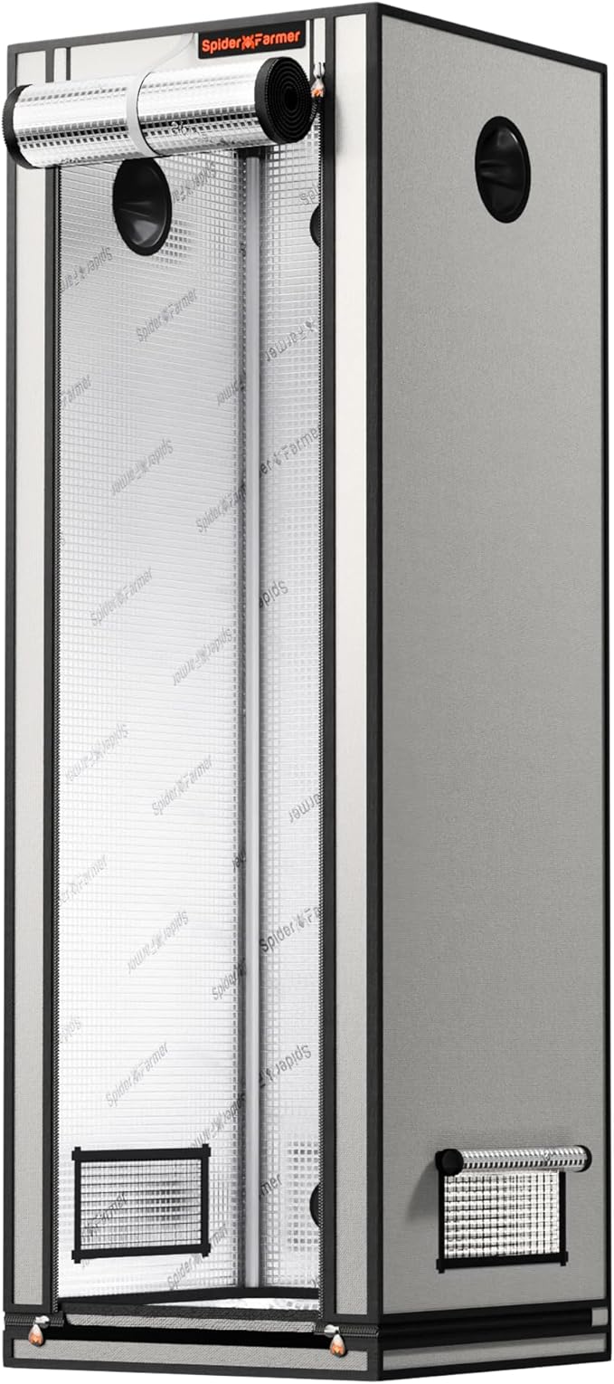Spider Farmer Pro Series 2x2x6 Grow Tent, 24"x24"x72" with Roll-up Door, Observation Window Floor Tray, 2000D Thicken Mylar Canvas, 2x2 for Hydroponic Indoor Growing for SF1000, SF1000, SE1500, G1500