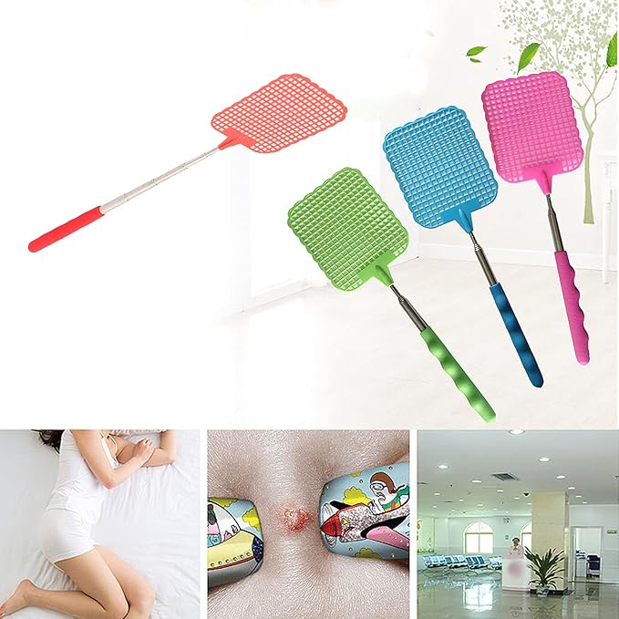 9PCS Fly Swatter, 10 to 29in Retractable Fly Swatter, Flyswatter with 3x3.7in Mesh Frame Suitable for Various Places Such as Homes Offices Outdoors and Camping