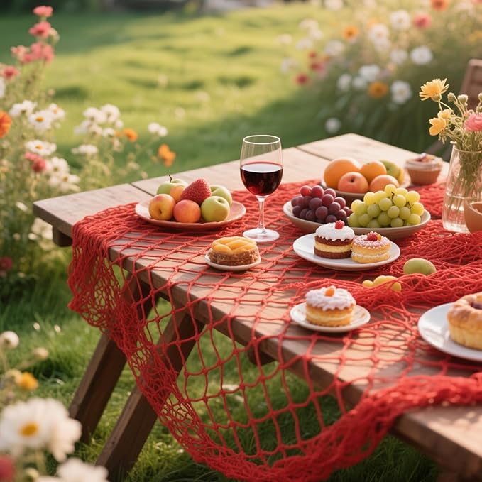 2 Pack Fish Net Decorations for Party,Natural Cotton Hawaiian Party Fishing Net Decorative, Nautical Themed Cotton Fishnet Under The Sea Pirate Ocean Beach Decor