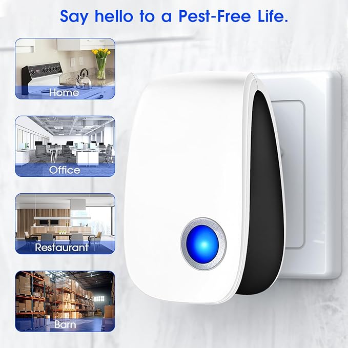 Upgraded Ultrasonic Repellent, Indoor Ultrasonic and Repellent for Roach, Rodent, Mouse, Bugs, Ant, Mosquito, Mice, Spider, Electronic Plug in Pest Control (8 Pack) (8)