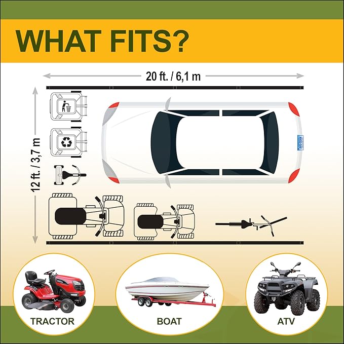 Steel Carport (Charcoal, 12 x 20 x 7 ft)