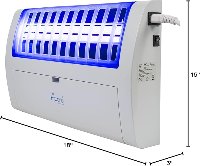Awoco LED 13W 100V-240V Wall Mount Sticky Fly Trap Lamp for Capturing Flies, Mosquitoes, Moths and Flying Insects (Fly Trap + 6 Glue Boards)