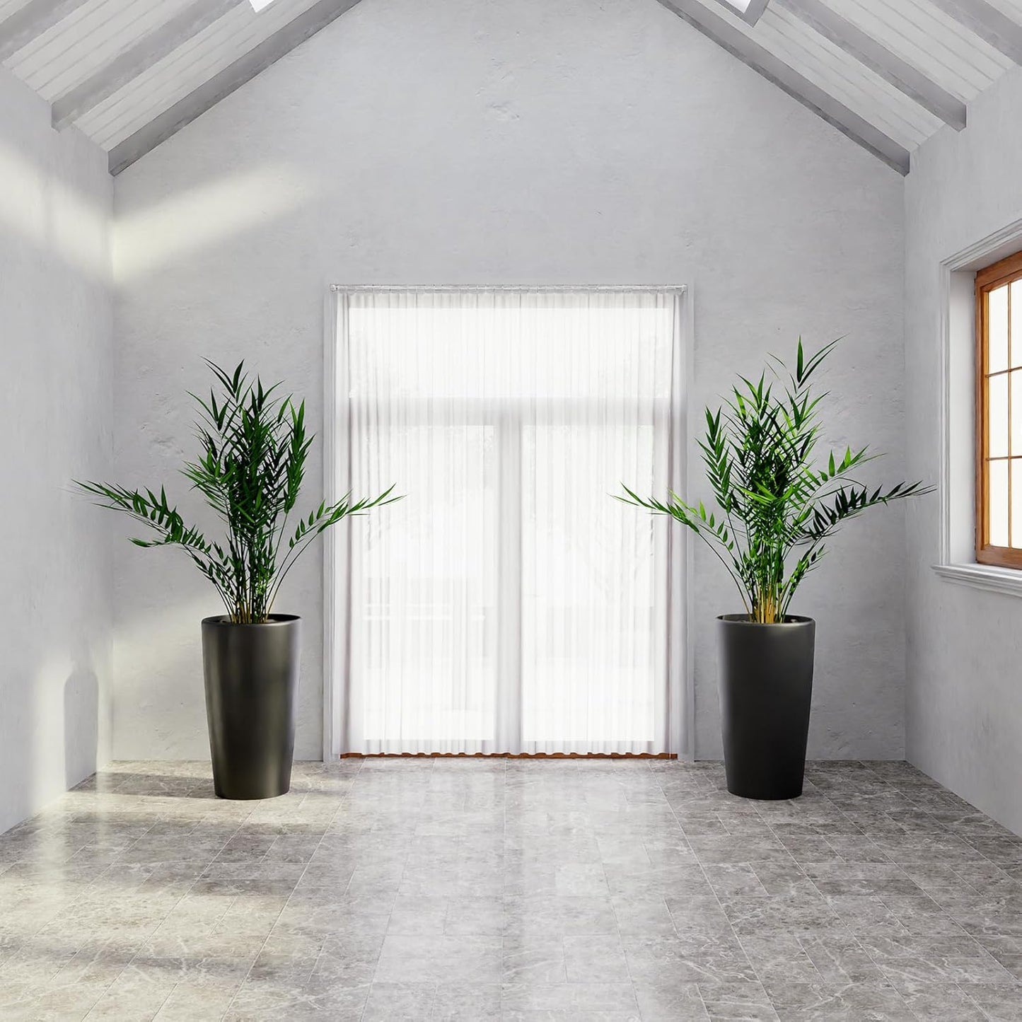 SnugNiture Set of 2 Round Tall Planters 22 Inch, Large Planter for Indoor Outdoor Plants, Modern Flower Pot Containers Large Decorative Tree Planter, Black