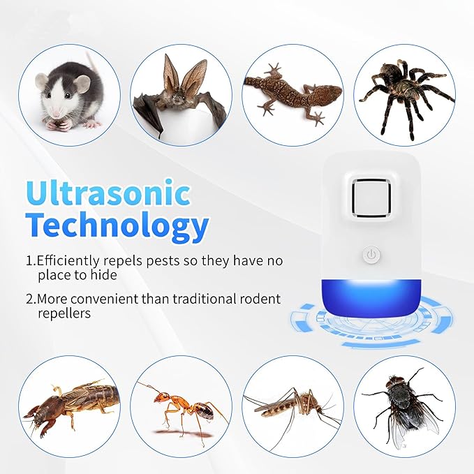 Ultrasonic Pest Control Repeller Plug in, Electronic Rodent Repellent for Indoor Home, Mosquito Repellent, Cockroach Killer, Spider Repellent (6 Pack)