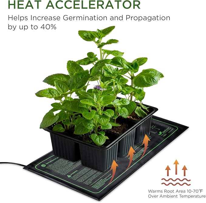 MET Certified 2 Pack Seedling Heat Mat, Seedfactor Adjustable Temperature Waterproof Durable Germination Station Heat Mat, Warm Hydroponic Heating Pad for Indoor Home Gardening Seed Starter