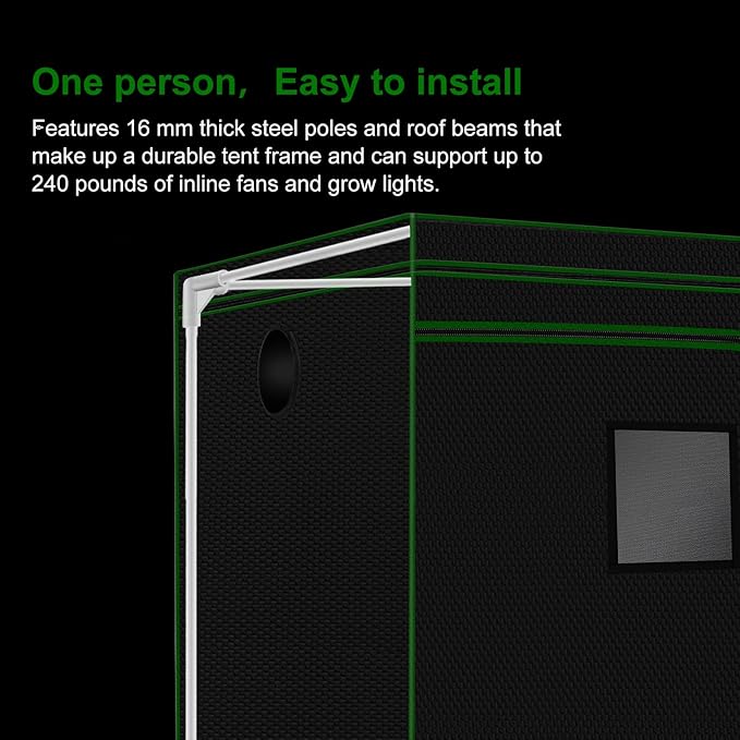 MELONFARM 4x8 Grow Tent, 96"x48"x80" High Reflective 600D Diamond Mylar Canvas with Observation Window and Floor Tray for Hydroponic Indoor Plant Growing