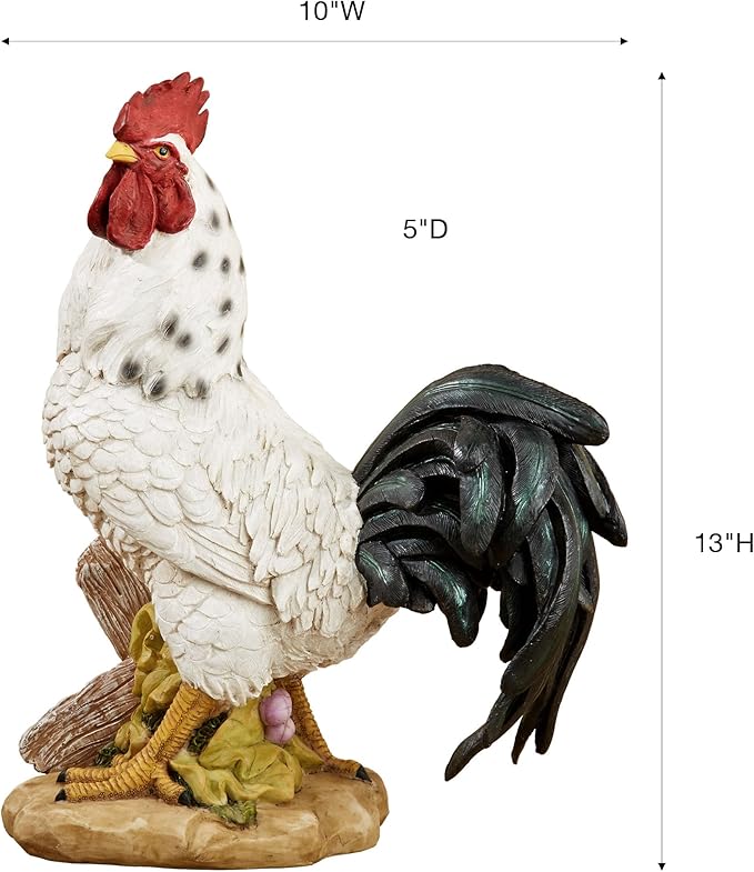 Touch of Class Sussex Rooster Table Sculpture Off White 13 Inches Tall