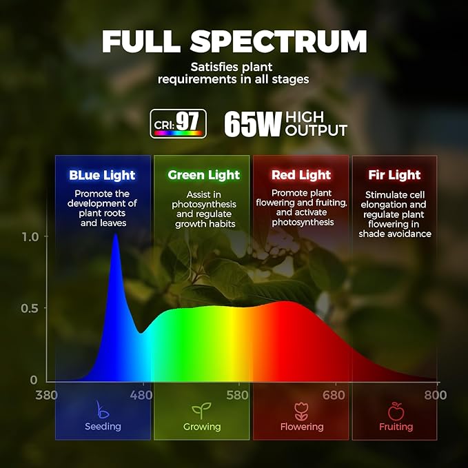 Barrina T1S Standing Grow Light for Indoor Plants with Timer, 65W 5000K High PPFD Full Spectrum, Tera Series Vertical Grow Lights Adjustable Height 5FT-5.6FT, Foot Switch, Non-Glare Design, Black