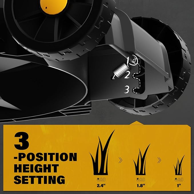 Electric Lawn Mower Corded, 13 Inch 11-Amp Lawn Mowers with 8 Gallon Collection Bag, 3-Position Cutting Height Adjustment for Lawn Care