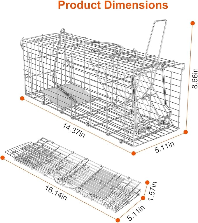 Humane Rat Trap, Foldable Metal Mouse Cage Traps and Other Small Live Animals Cage, Easy to Catch and Release, Work for Indoor Outdoor